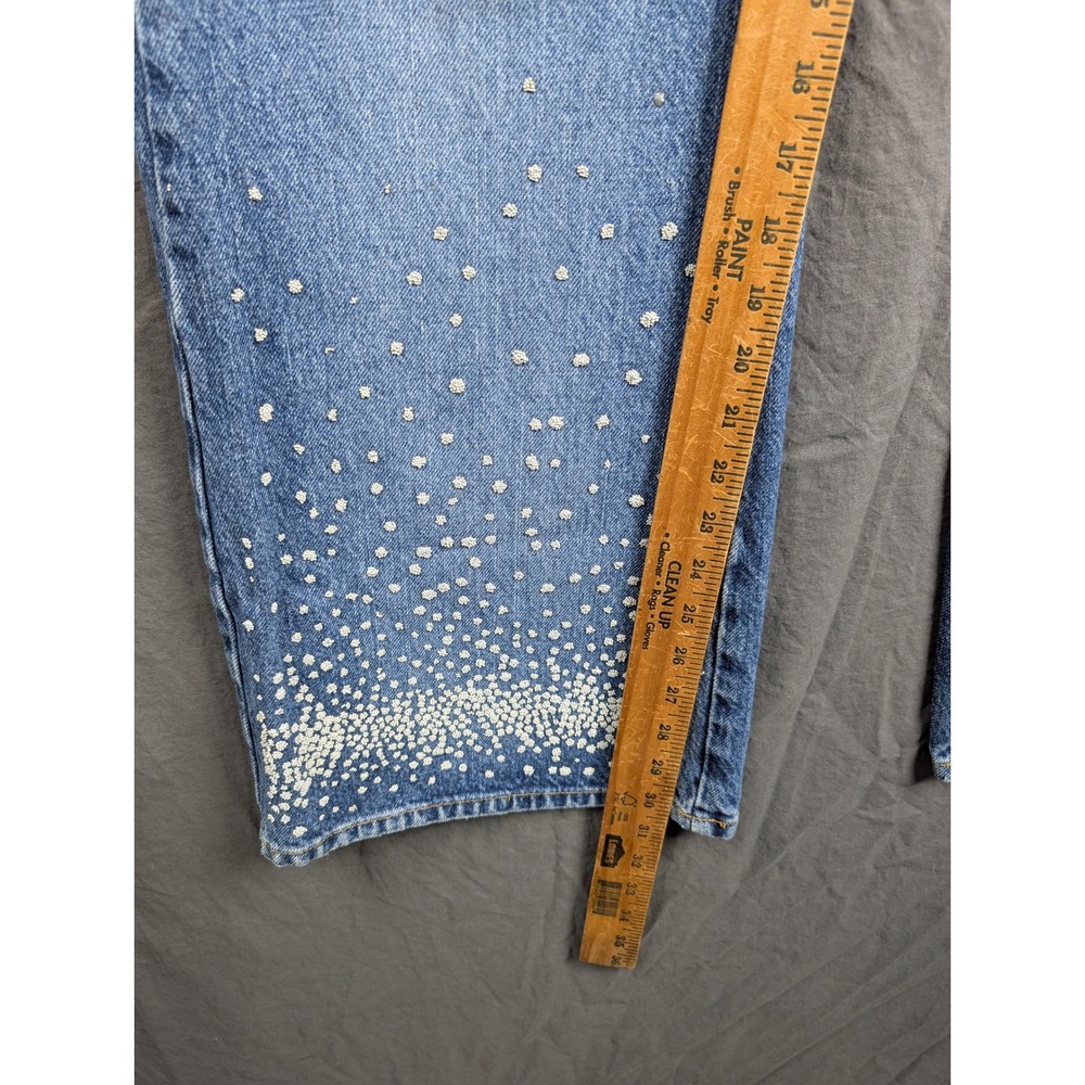 Venezia Jeans Womens 16 Blue Denim Pearl Beaded Flare‎ Leg Jeans - Picture 6 of 9